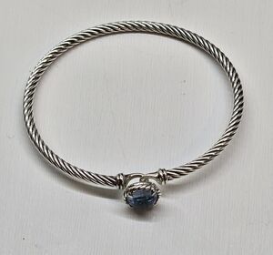 David Yurman petite Chatelaine sterling bracelet with blue topaz